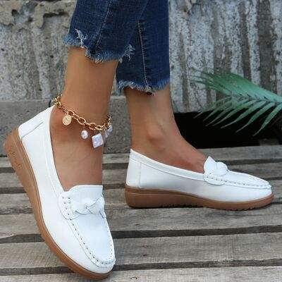 Weave Wedge Heeled Loafers - Trendsi - Flyclothing LLC