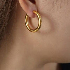 18K Gold-Plated Huggie Earrings - Trendsi