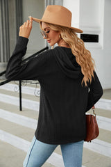 Cable-Knit Long Sleeve Hoodie - Trendsi