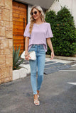 Pleated Flutter Sleeve Round Neck Blouse - Trendsi - Flyclothing LLC