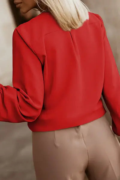 Button Up Round Neck Long Sleeve Shirt - Trendsi - Flyclothing LLC
