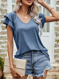 Layered Flutter Sleeve V-Neck Top - Trendsi