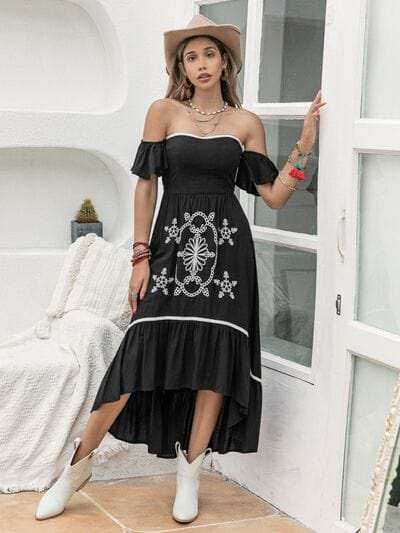 High-Low Off-Shoulder Dress - Trendsi - Flyclothing LLC