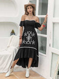 High-Low Off-Shoulder Dress - Trendsi - Flyclothing LLC