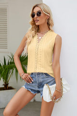 Spliced Lace V-Neck Tank - Flyclothing LLC