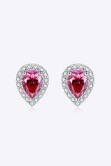 2 Carat Moissanite Teardrop Stud Earrings in Rose - Trendsi - Flyclothing LLC