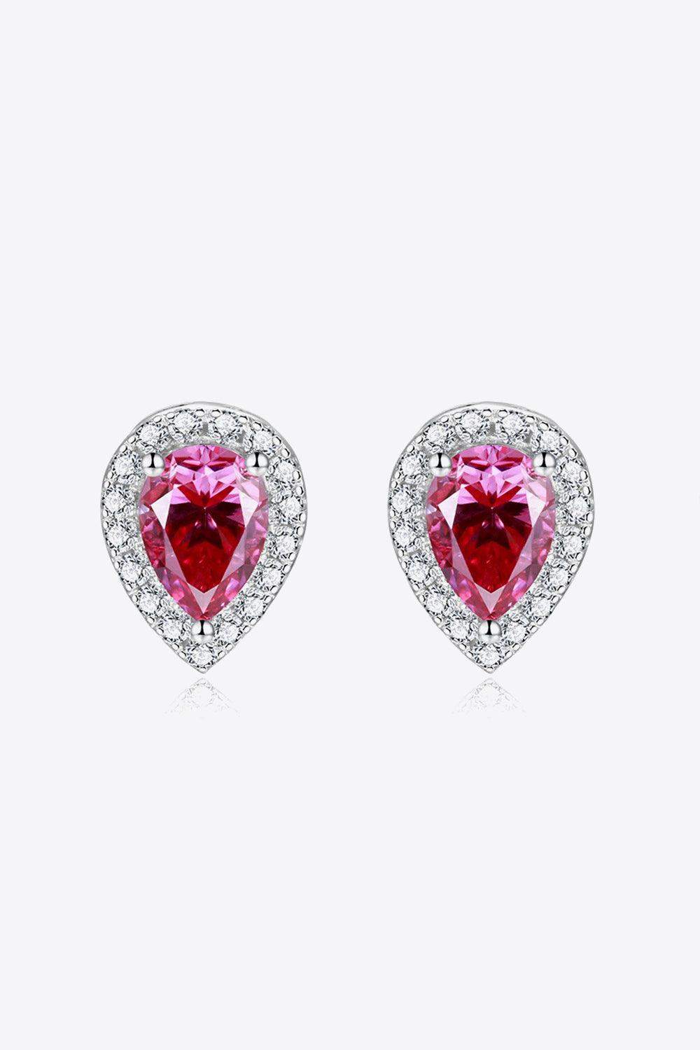 2 Carat Moissanite Teardrop Stud Earrings in Rose - Trendsi - Flyclothing LLC