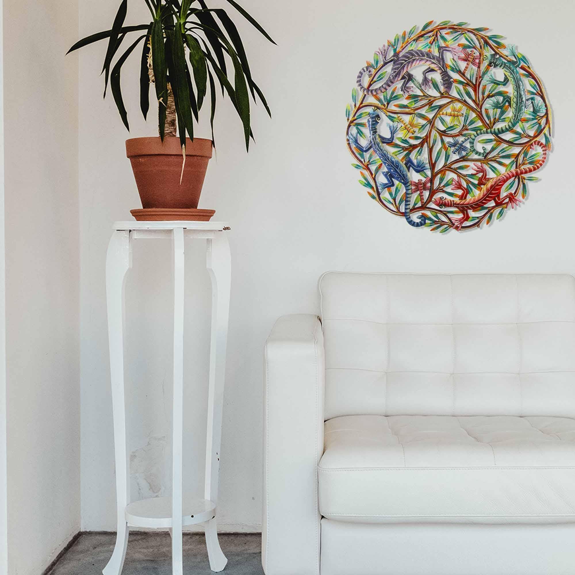 Four Geckos Painted Metal Wall Art - Croix des Bouquets - Croix des Bouquets