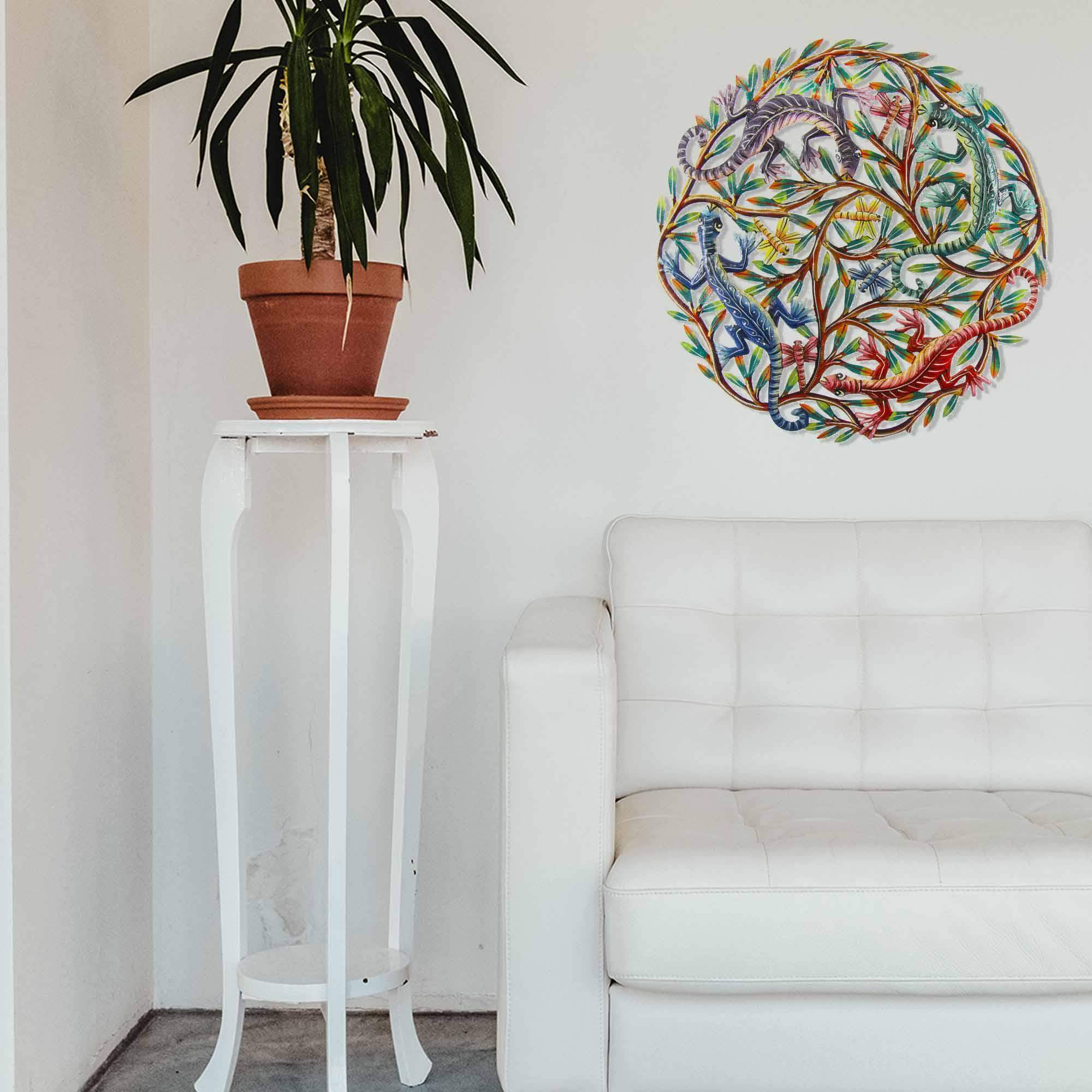 Four Geckos Painted Metal Wall Art - Croix des Bouquets - Croix des Bouquets - Flyclothing LLC