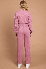 Culture Code Full Size Button Up Drawstring Waist Straight Jumpsuit - Trendsi - Flyclothing LLC