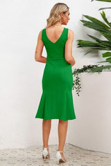 Wide Strap Wrap Fishtail Dress - Flyclothing LLC
