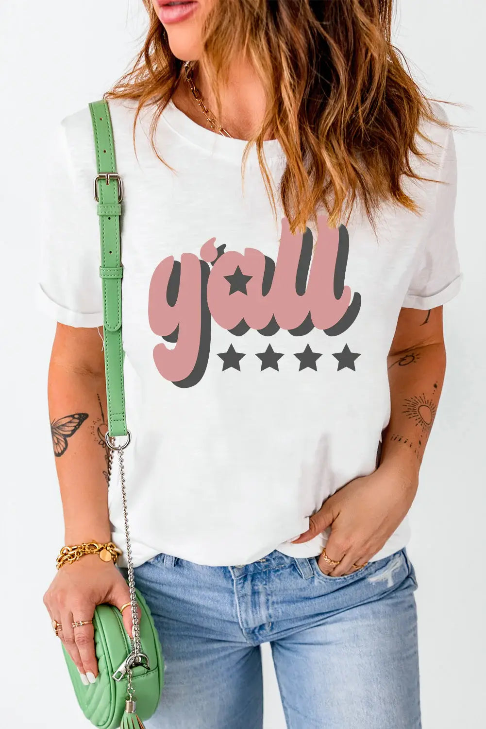 Y'ALL Graphic Round Neck Tee - Trendsi - Flyclothing LLC