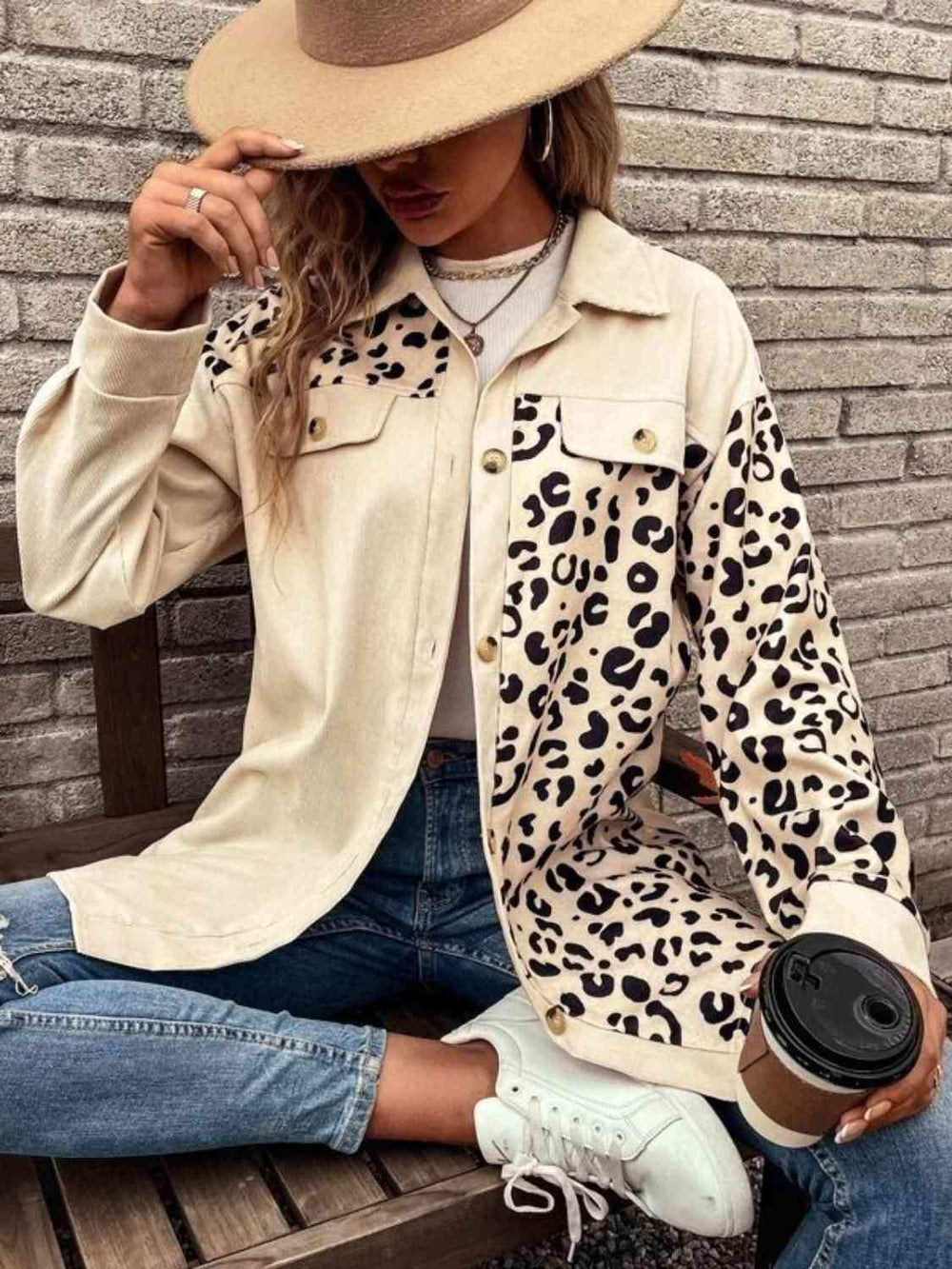 Full Size Leopard Collared Shirt - Trendsi - Flyclothing LLC