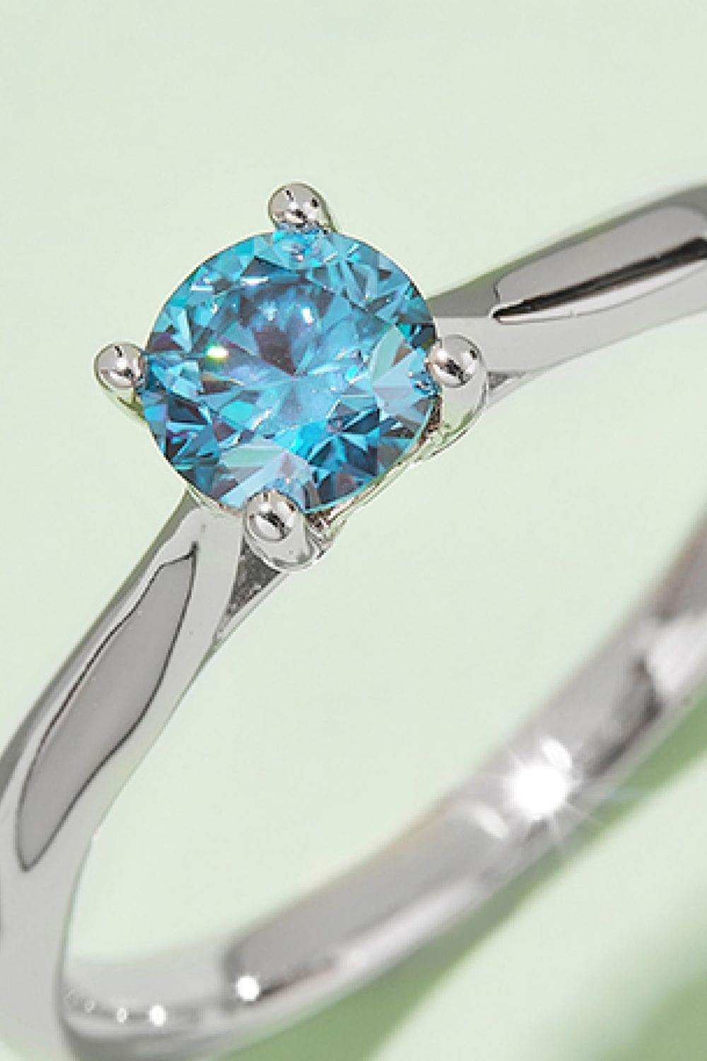 Moissanite Contrast 925 Sterling Silver Solitaire Ring - Trendsi - Flyclothing LLC