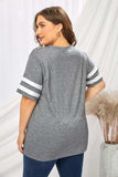 Plus Size Striped V-Neck Tee Shirt - Trendsi - Flyclothing LLC