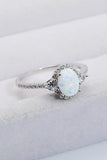 925 Sterling Silver Platinum-Plated Opal Ring - Trendsi