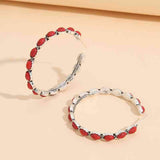 Artificial Turquoise C-Hoop Earrings - Trendsi - Flyclothing LLC