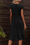Round Neck Ruffle Hem Pocket Dress - Trendsi
