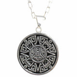 Alpaca Silver Aztec Face Pendant with Chain - Artisana
