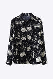 Cat Print Button-Up Shirt - Trendsi - Flyclothing LLC