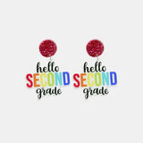 HELLO SECOND GRADE Acrylic Dangle Earrings - Trendsi - Flyclothing LLC