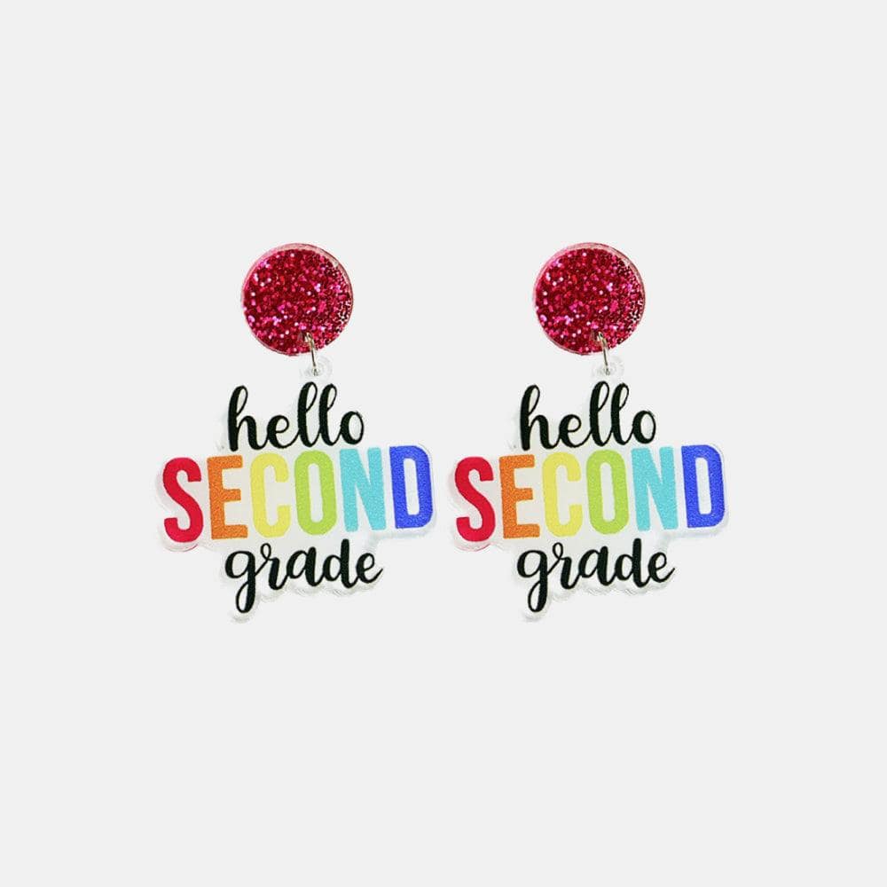 HELLO SECOND GRADE Acrylic Dangle Earrings - Trendsi