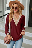 V-Neck Long Sleeve Blouse - Trendsi - Flyclothing LLC