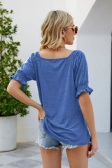 Short Flounce Sleeve Top - Trendsi - Flyclothing LLC