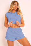 Hooded Crop Top & Pocketed Shorts Set - Trendsi