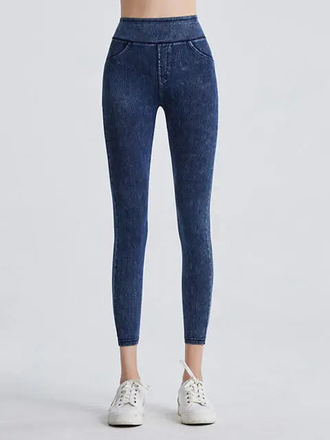 Wide Waistband Sports Leggings - Trendsi - Flyclothing LLC