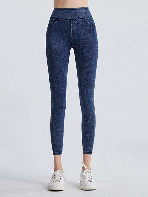Wide Waistband Sports Leggings - Trendsi - Flyclothing LLC