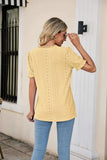 Eyelet Flounce Sleeve Scalloped V-Neck Top - Trendsi - Flyclothing LLC