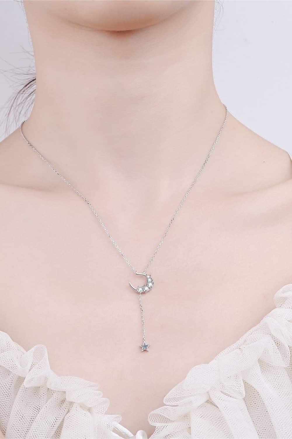 Star & Moon Moissanite Necklace - Trendsi - Flyclothing LLC