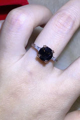 2 Carat Black Moissanite Platinum-Plated Ring - Trendsi
