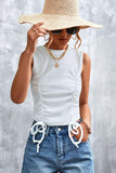 Drawstring Detail Round Neck Tank - Trendsi