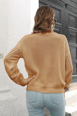 Cable-Knit Turtleneck Sweater - Trendsi