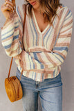 Striped Hooded Sweater with Kangaroo Pocket - Trendsi