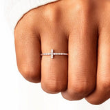 Cross Inlaid Zircon 925 Sterling Silver Ring - Trendsi