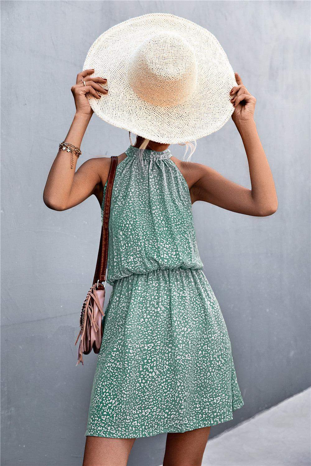 Floral Tied Sleeveless Mini Dress - Trendsi - Flyclothing LLC