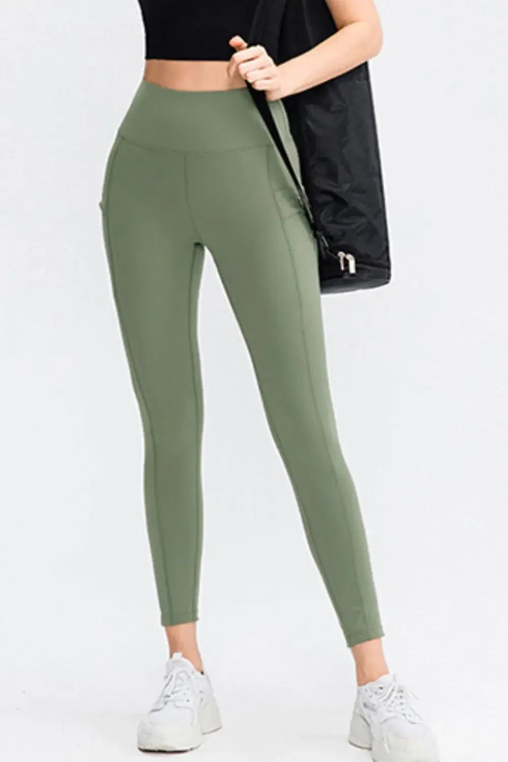 Wide Waistband Slim Fit Long Sports Pants with Pocket - Trendsi - Flyclothing LLC