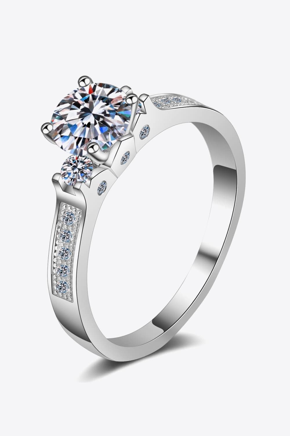 Lucky Charm Moissanite Rhodium-Plated Ring - Trendsi - Flyclothing LLC