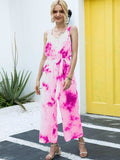 Tie-Dye Tie Waist Sleeveless Jumpsuit - Trendsi - Flyclothing LLC