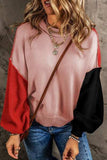 Contrast Round Neck Dropped Shoulder Sweater - Trendsi - Flyclothing LLC