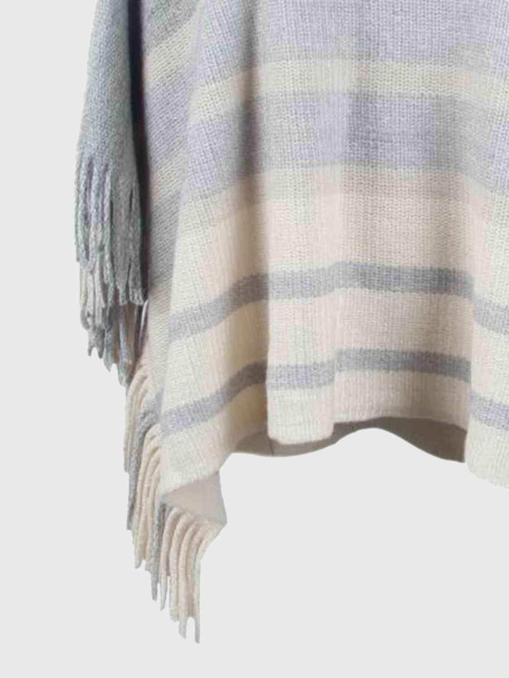 Striped Boat Neck Poncho with Fringes - Trendsi - Flyclothing LLC
