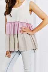 White Birch Full Size Watching the Sunset Color Block Babydoll Top - Trendsi - Flyclothing LLC