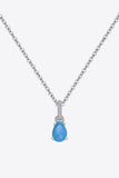 Teardrop Turquoise 4-Prong Pendant Necklace - Trendsi