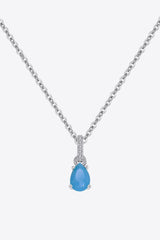 Teardrop Turquoise 4-Prong Pendant Necklace - Flyclothing LLC