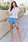White Birch One And Only Full Size Short Sleve Floral Print Top - Trendsi - Flyclothing LLC