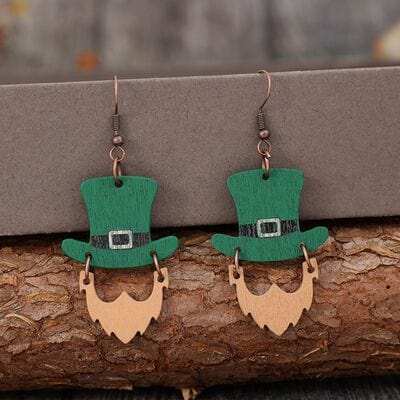 Wooden Hat Shape Dangle Earrings - Trendsi - Flyclothing LLC