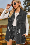 Sleeveless Button-Up Collared Denim Top with Pockets - Trendsi - Flyclothing LLC